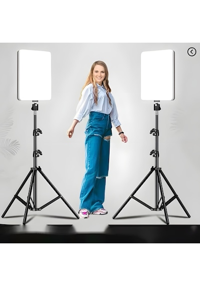 Profesyonel 10 İnç Led Panel Işık Seti Ayarlanabilir Tripodlu, Soğuk/sıcak Işık, Fotoğraf & Video Çekim Aydınlatma, Stüdyo Işık Sistemi