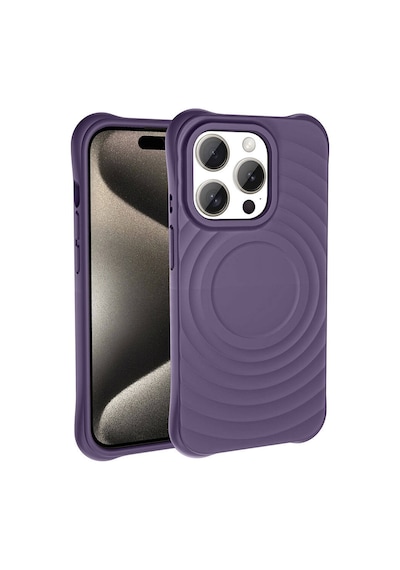 Lexroo İphone 15 Pro M-safe Şarj Özellikli Airbagli Mat Görünümlü Hepi Kılıf - Derin Mor