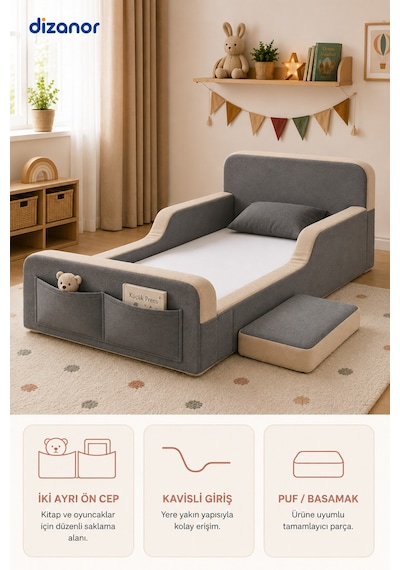 Dizanor Siyah Renk 140 X 200 Ölçü Maxi Nest Montessori Çocuk Karyola Yatak Seti Dizanor Siyah Renk 140 X 200 Ölçü Maxi Nest Montessori Çocuk Karyola Yatak Seti