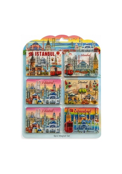 İstanbul Temalı Ahşap Buzdolapı Süsü Magnet 6'lı Set Alk5808 01
