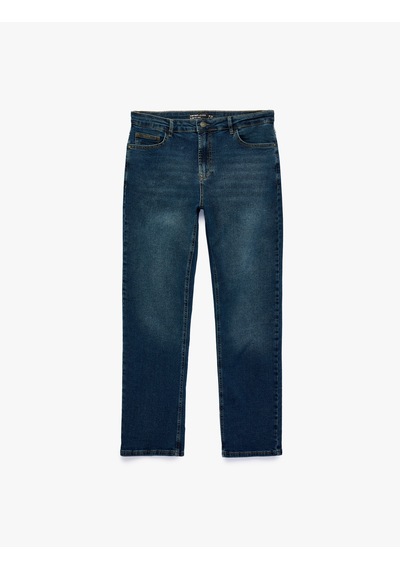 Koton Normal Bel Pamuklu Cepli Slim Fit Jean Pantolon - Brad Jean Orta İndigo 7wam40318nd
