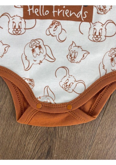 2d2b Hello Friends Alttan Çıtçıtlı Bereli Unisex 3lü Bebek Takım Kahverengi