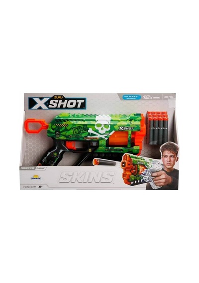 Mey İthalat 36561 X-shot Skins Griefer 12 Li Sünger Dart Atan Silah 32 Cm