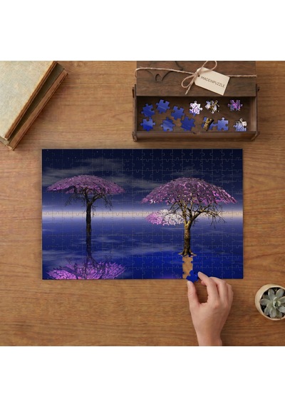 Eşsiz Güzel Ağaçlar- Soyut Resim Tasarımı 240 Parça Ahşap Puzzle Ahşap Kutuda Mpy20159