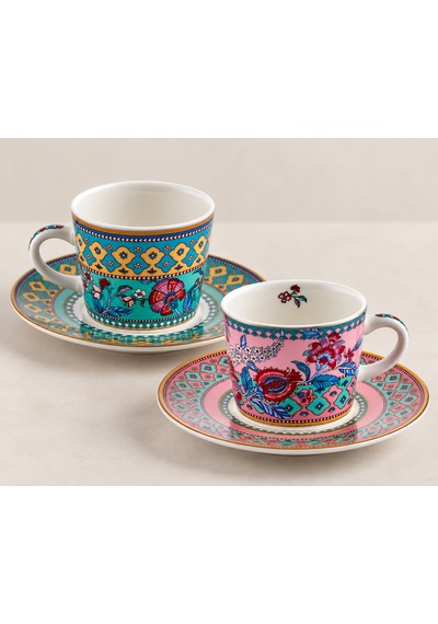 6 Kişilik Porselen Flower Of Life Kahve Fincanı 100 Ml-7596 Çok Renkli