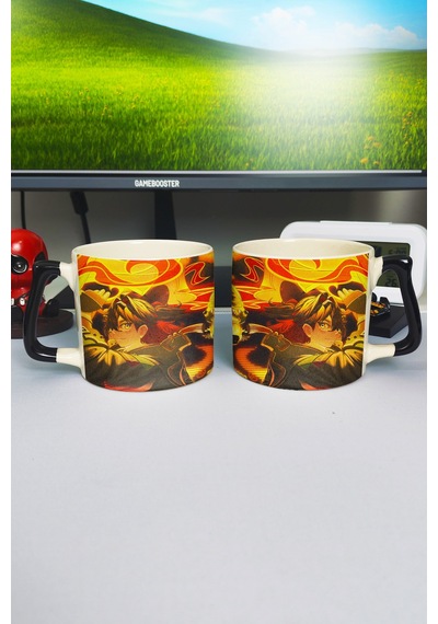 Gaming Genshin İmpact Baskılı Seramik Lüks Kupa 1 Adet Özel Siyah Kulp Dalga Kulp V3d Çok Renkli