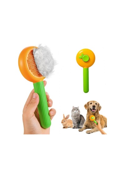Otomatik Temizlenen Metal Dişli Kedi Ve Köpek Fırçası Portakal 18 Cm