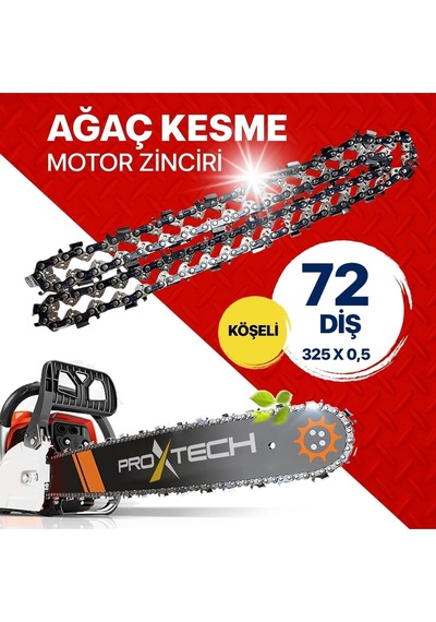 Proxtech Profesyonel Yüksek Keskinlik,325/0,5-72 36 Köşeli Motorlu Testere Zinciri 36 Diş