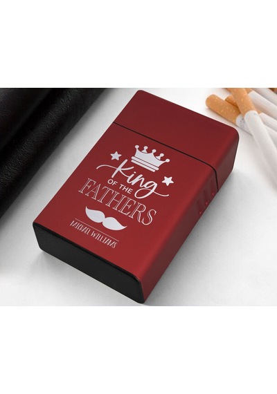 Bk Gift Kişiye Özel İsimli Babalar Günü Tasarımlı Kırmızı Metal Sigara Tabakası ,babalar Günü Hediyesi , Babaya Hediye , Sigara Tabakası-11