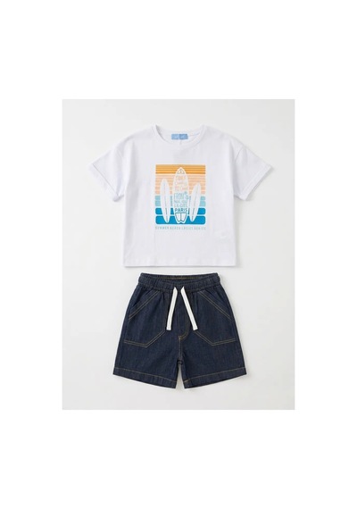 Poala Kids Surf Dokuma Şortlu Takım Çok Renkli