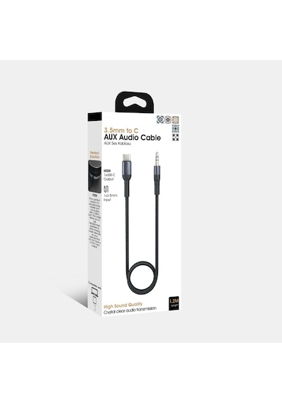3.5 Mm To Type-c Ses Aktarma Kablo Dönüştürücü 1.2 Mt Aux Type-c Ses Kablosu