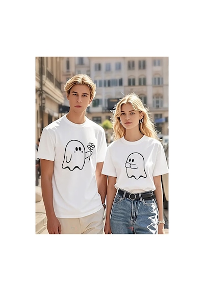 Nevermind Sevgili Kombin Tişörtü Hayalet Baskılı Çift Kombini Unisex Oversi Beyaz Nevermind Sevgili Kombin Tişörtü Hayalet Baskılı Çift Kombini Unisex Oversi Beyaz