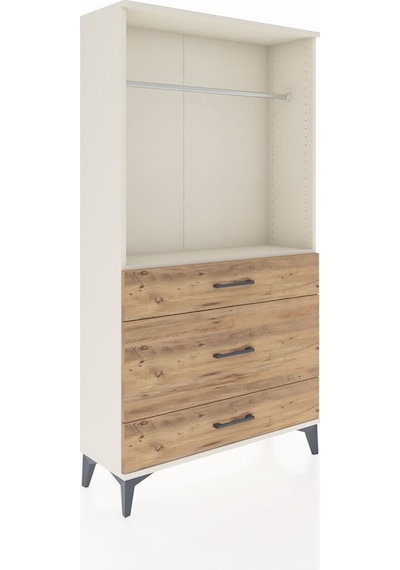 Arges Dolap Tek Raflı 3 Çekmeceli Tek Askılı 88x30x163 Aytaşı-çam Aytası
