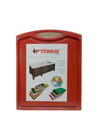 Türkay 32.5x26.5x2 Cm Saplı-oluklu Polietilen Kesme Tahtası Kesim Levhası Kırmızı 1244