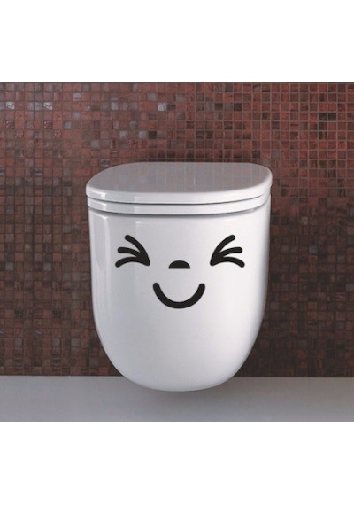 Klozet Banyo Sticker Komik Resim 11 Siyah