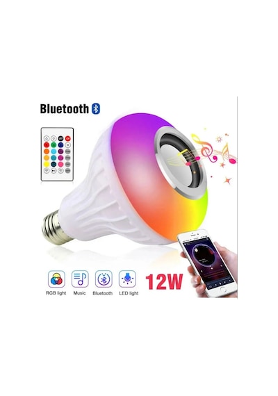 Bluetooth Hoparlör Ampul Rgb Led Işıklı 12w Led Lamba Uzaktan Kumandalı Müzik Çalar