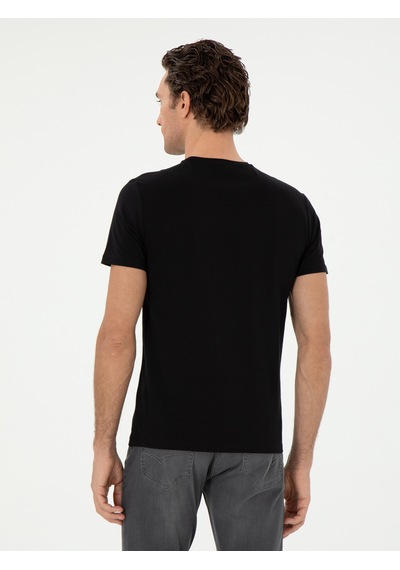 Siyah Slim Fit Bisiklet Yaka Merserize Basic T-shirt
