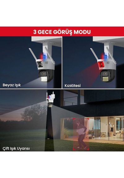 4mp Hd Wıfı Ip Kamera Açık Ptz Çift Lensli Aı İle Akıllı İzleme G