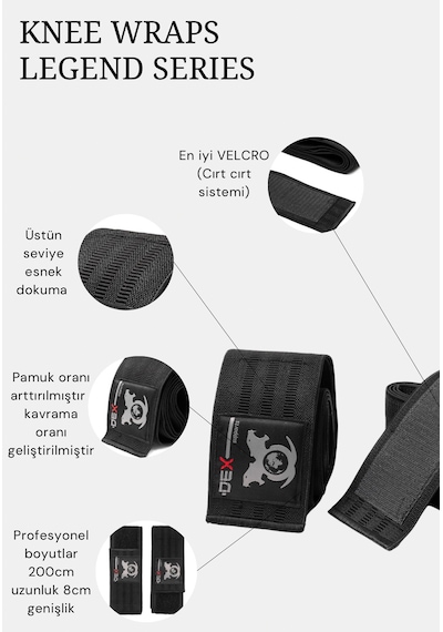 Knee Wraps Legend Series , Diz Bandajı, Diz Sargısı 2 Li Paket