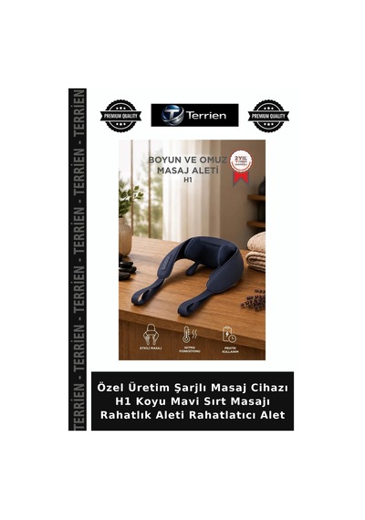 Özel Üretim Şarjlı Masaj Cihazı H1 Koyu Mavi Sırt Masajı Rahatlık Aleti Rahatlatıcı Alet