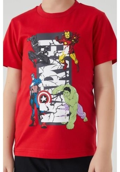Yasin Tekstil Avengers Erkek Çocuk Kapri Takım-Kırmızı