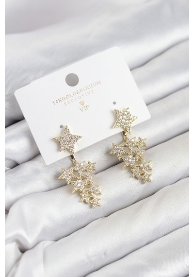 Yıldız Model Gold Renk Zirkon Taşlı Küpe Diğer
