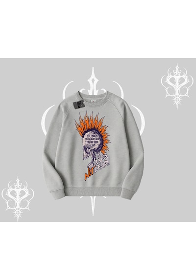 Biskilet Sweatshirt Burning Skull Rebel Street Anthem Gri