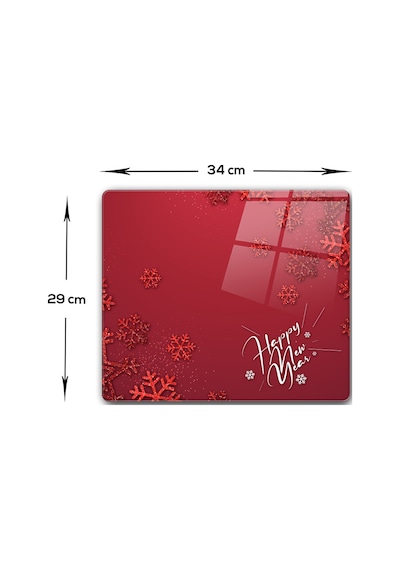 Decorita Cam Kesme Tahtası|Happy New Year Kırmızı|29cm x 34cm