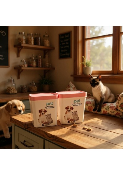 Ny Home Kedi Köpek Mama Kutusu Pembe Kapak 2 Adet