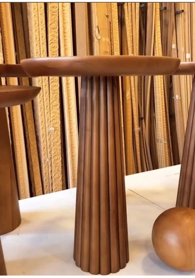 Wood Ahşap Fitilli Mantar Yan Sehpa Tekli 50cm Ceviz