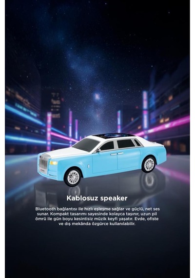 Bluetooth Hoparlör Rolls-royce Görünümlü Araba Led Ekranlı 15w Tws Fm Usb Speaker D82