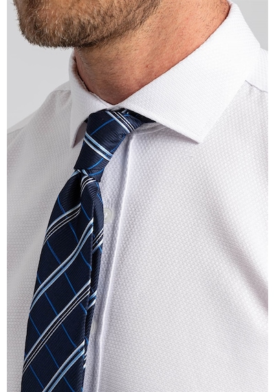 Tudors 11728 Modern Slim Fit Dar Kesim Armürlü Erkek Gömlek Beyaz