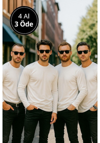 Rich Erkek Beyaz 4'lü Paket Basic Uzun Kollu Tişört Sporcu Body T-shirt Beyaz Rich Erkek Beyaz 4'lü Paket Basic Uzun Kollu Tişört Sporcu Body T-shirt Beyaz