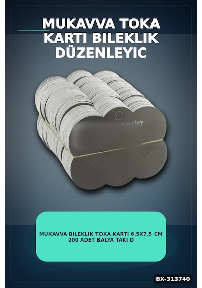 Bay Mukavva Bileklik Toka Kartı 6.5x7.5 Cm 200 Adet Balya Takı Düzenleyici Organizer Bx-313740 Najmaddin Diğer