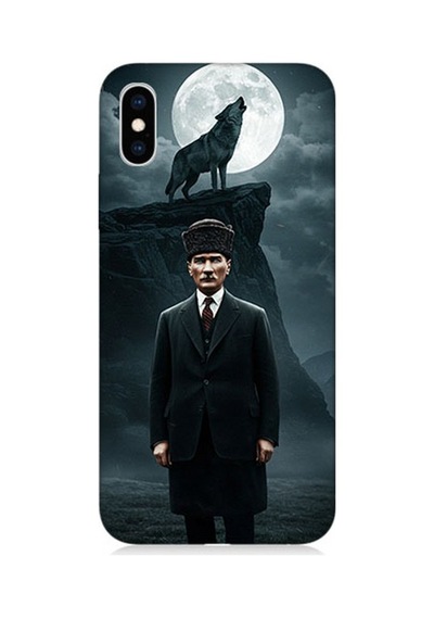 Apple Uyumlu iPhone X Dolunayda Gölge Ve Lider Atatürk Desenli Silikon Kılıf Çok Renkli