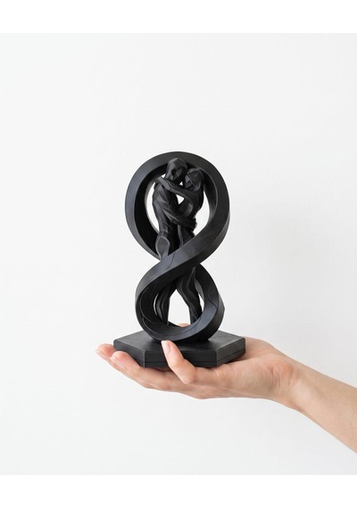 Sonsuzluk Romantik Çift Biblosu Modern Geometrik Tasarım Siyah 15 Cm Salon Masaüstü Dekoratif Heykel Eşe Sevgiliye Yıldönümü Hediyesi 15cm
