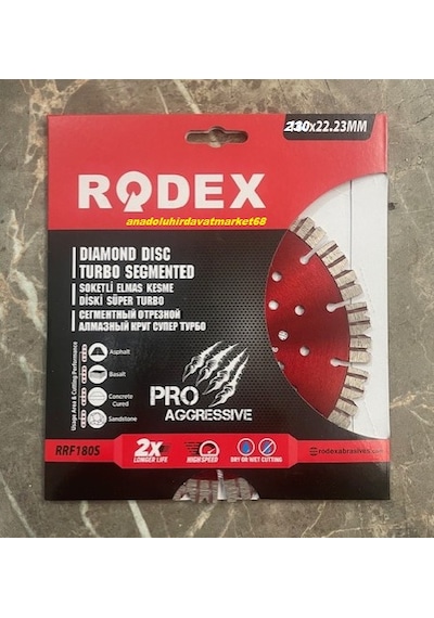 Rdx Pro 230mm Elmas Beton Kesme Diski Taş Seramik Tuğla Granit Kesici Elmas Turbo2x