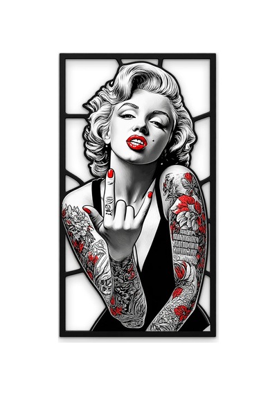 Dövmeli Sarışın Pop İkon - Metal Tablo - Dec0321 36 X 65 Cm Çok Renkli