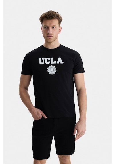 Ucla Gayley Siyah Bisiklet Yaka Baskılı Standard Fit Erkek Tshirt Siyah