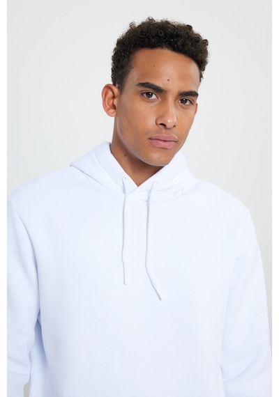 AC&Co / Altınyıldız Classics Erkek Beyaz Standart Fit Normal Kesim Kapüşonlu Kanguru Cepli Pamuklu Sweatshirt Beyaz