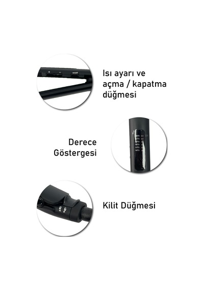 Sokany Siyah Seramik Saç Düzleştirici 230 C Isı Ayarlı, Ekstra Uzun 25x120 Mm Floating Plaka Hs-950b