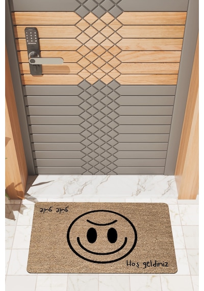 Rugmood Modern Dijtal Baskı Hoşgeldiniz Güle Güle Smile Kapı Önü Paspası Çok Renkli