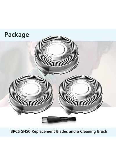 Sh50/52 Philips Serisi 5000 Elektrikli Tıraş Makineleri İle Uyumlu Yedek Başlıklar, Sh50 Çok Hassas Bıçaklar Norelco Serisi 5000 Jiletlerle Uyumlu Yükseltme Kafaları, Fırçalı 3 Paket