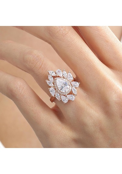 Mia Vento Effective Diamond İstanbul İhtişamı Rose Renk Işıltılı Gümüş Yüzük