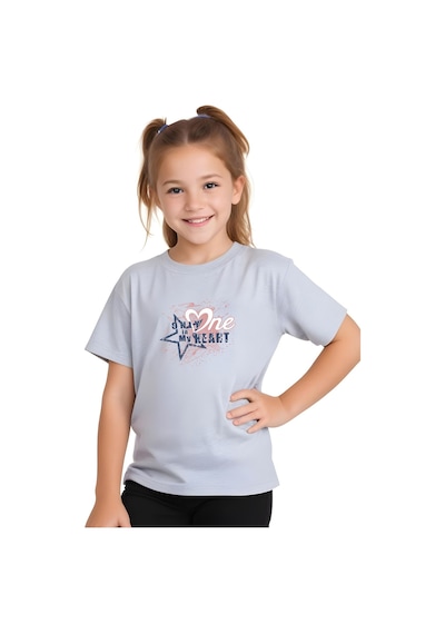 Fyk Kids Kız Çocuk One Heard Baskılı Tişört Gri