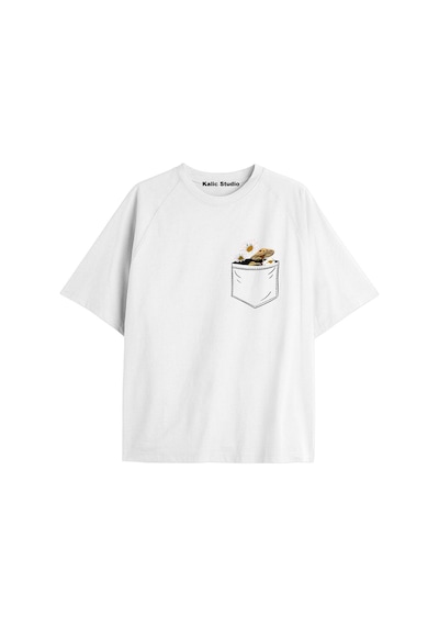 Kalic Studio Kadın Çiçek Özel Baskılı Renkli Oversize Penye Pamuklu Bisiklet Yaka T-shirt Beyaz-35 Kalic Studio Kadın Çiçek Özel Baskılı Renkli Oversize Penye Pamuklu Bisiklet Yaka T-shirt Beyaz-35