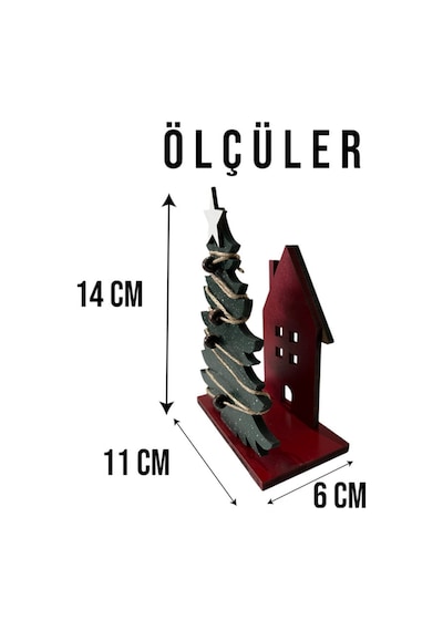 Yılbaşı Temalı Ahşap Peçetelik - Yılbaşı Sofrası Dekoru Çok Renkli