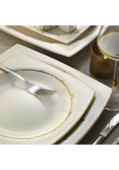 Kütahya Porselen Bone Mare 62 Parça 1137421 Desenli Yemek Takımı
