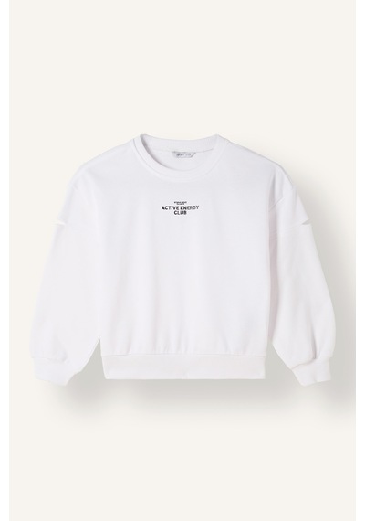 Defacto Relaxed Fit Bisiklet Yaka Kol Kesik Detaylı Baskılı Sweatshirt Kız Çocuk I3417a826wnwt79 Beyaz-wt79