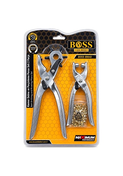 Boss 2 Parça Kemer Delme Ve Perçinleme Pense Seti Kemer, Deri Ve Tekstil Delme Kapsül Pensesi